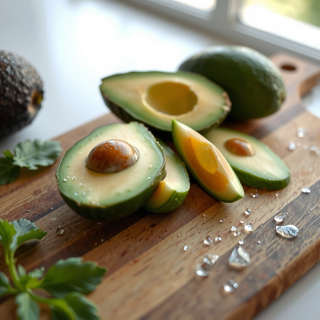 Frische Avocado auf Holzbrett